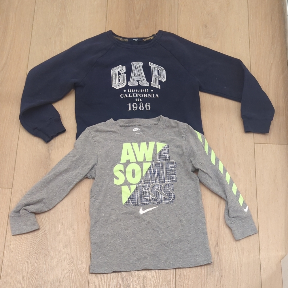 GAP Kids Navy Sweatshirt and Nike Gray Graphic Tee